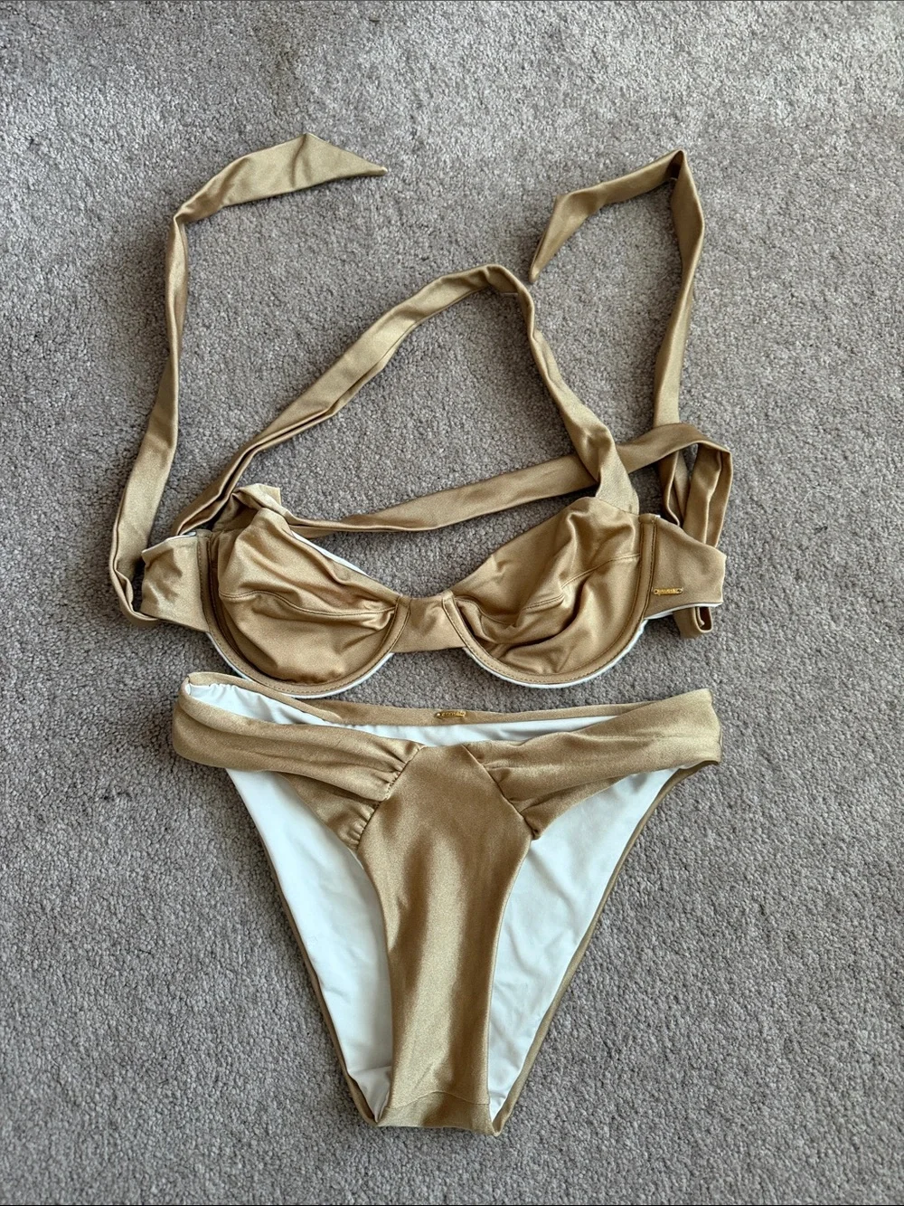 Boamar Rauw Bikini Top and bottoms. Never worn in champagne